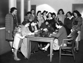 1942 Ford Rouge Employment Office - women applying for wa...